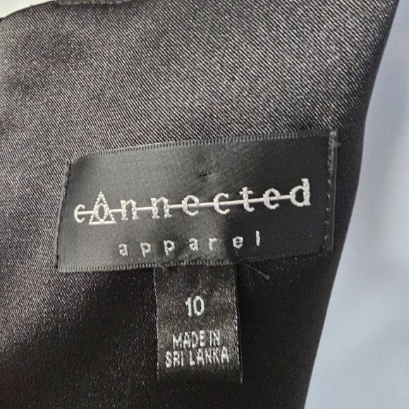 Connected Apparel Dress Black Satin Formal Sheath Ruffle Beaded Sleeveless 10 - Picture 6 of 8